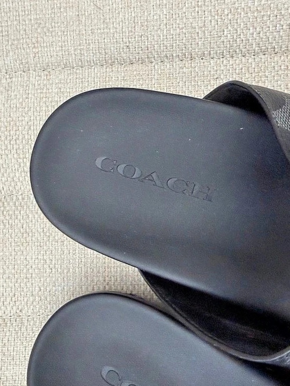Coach Signature Canvas Black Buckle Sandals - Picture 2 of 4